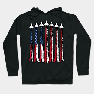 Fighter Jet Airplane American Flag Heart 4Th Of July Hoodie